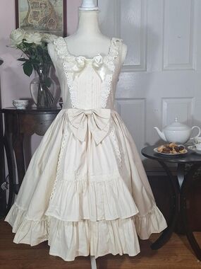 Baby, the Stars Shine Bright Ivory Ruffle JSK | Classic Lolita Jumper Skirt